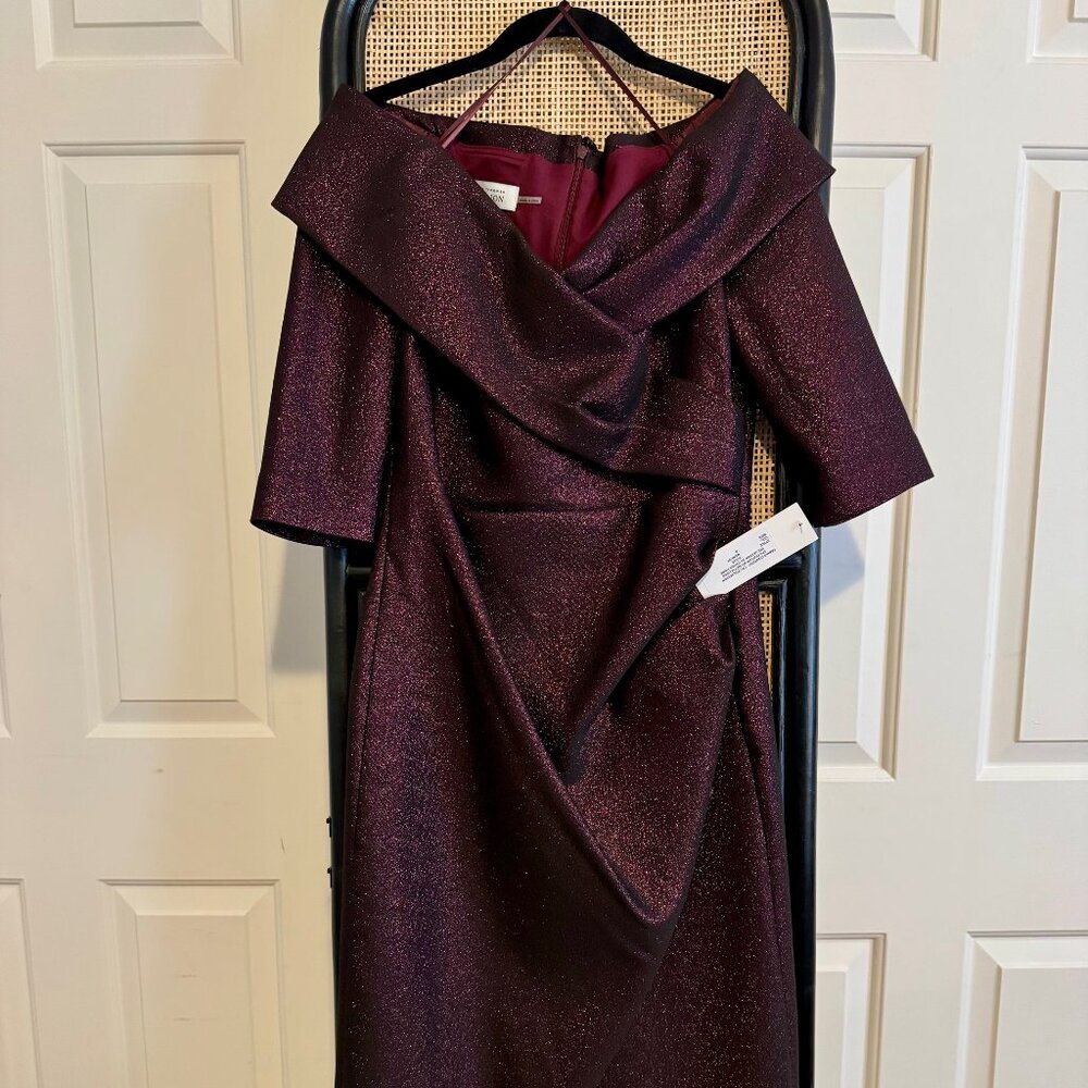 NWT--Teri Jon Rickie Freeman Retro Party Dress | Merlot | US 8